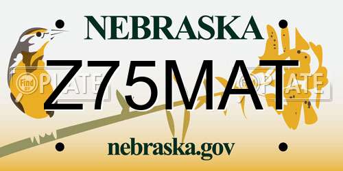 Z75MAT Nebraska License Plate