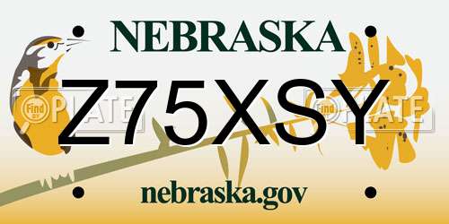 Z75XSY Nebraska License Plate