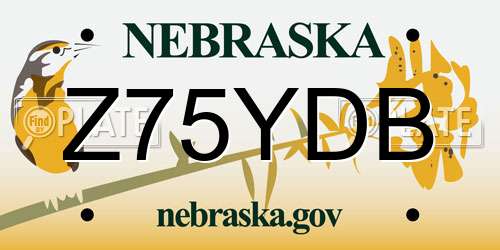Z75YDB Nebraska License Plate