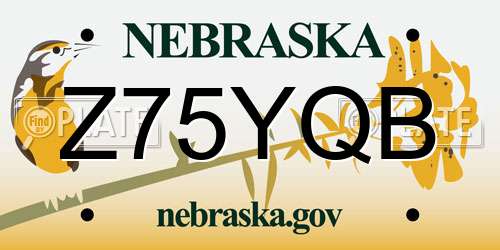 Z75YQB Nebraska License Plate