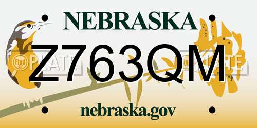 Z763QM Nebraska License Plate