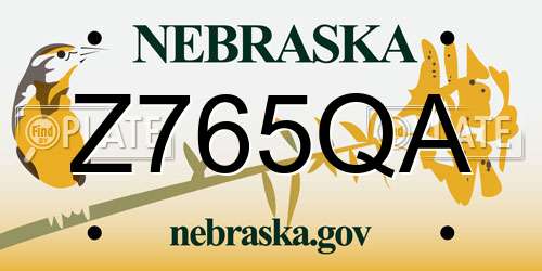 Z765QA Nebraska License Plate
