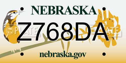 Z768DA Nebraska License Plate