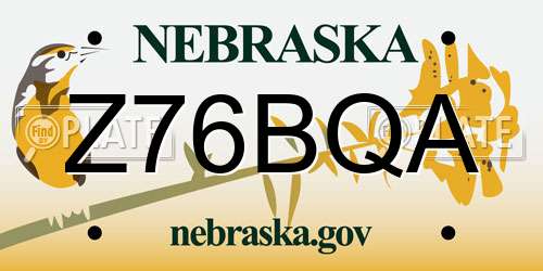 Z76BQA Nebraska License Plate