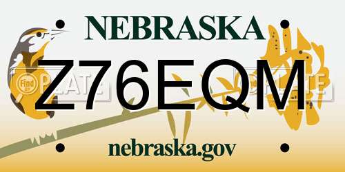 Z76EQM Nebraska License Plate