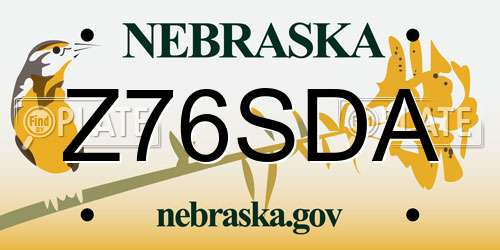 Z76SDA Nebraska License Plate