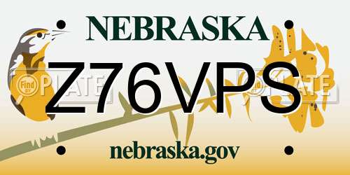 Z76VPS Nebraska License Plate