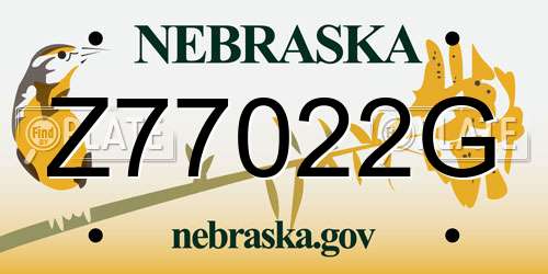 Z77022G Nebraska License Plate
