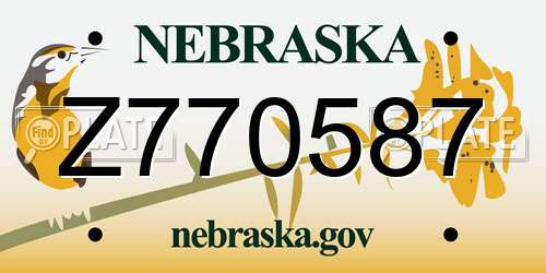Z770587 Nebraska License Plate