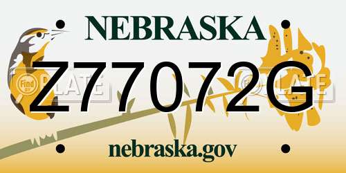 Z77072G Nebraska License Plate