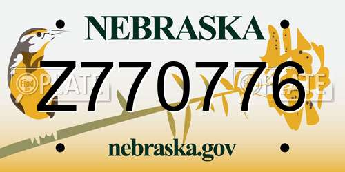 Z770776 Nebraska License Plate