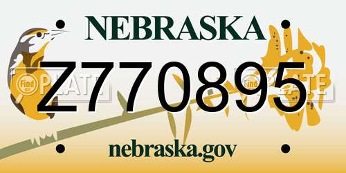Z770895 Nebraska License Plate