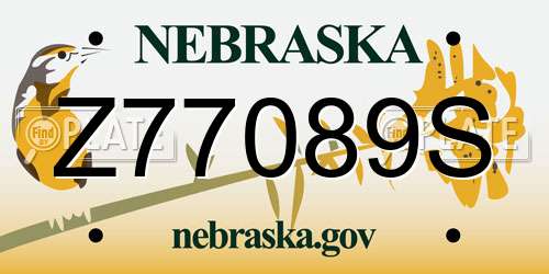 Z77089S Nebraska License Plate
