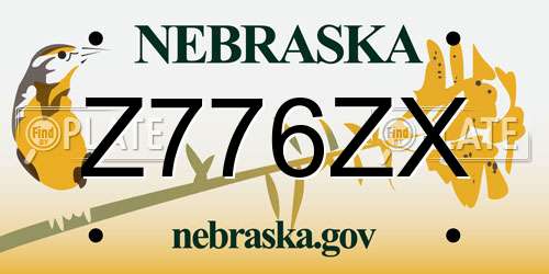 Z776ZX Nebraska License Plate