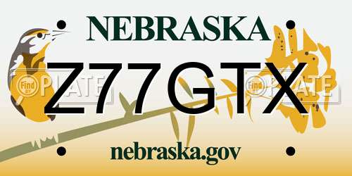Z77GTX Nebraska License Plate