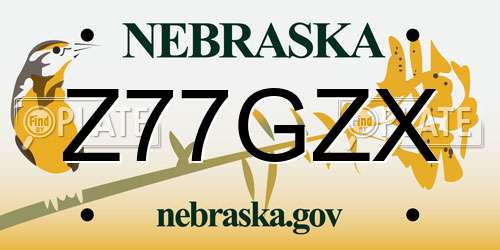 Z77GZX Nebraska License Plate