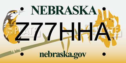 Z77HHA Nebraska License Plate
