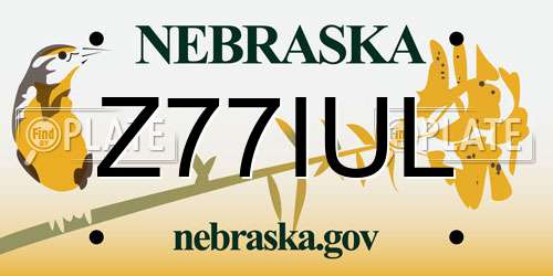 Z77IUL Nebraska License Plate