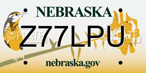 Z77LPU Nebraska License Plate