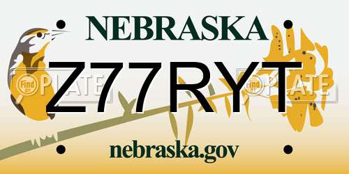 Z77RYT Nebraska License Plate