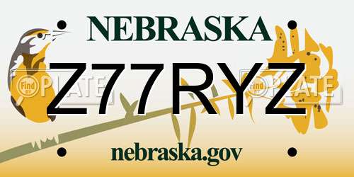 Z77RYZ Nebraska License Plate