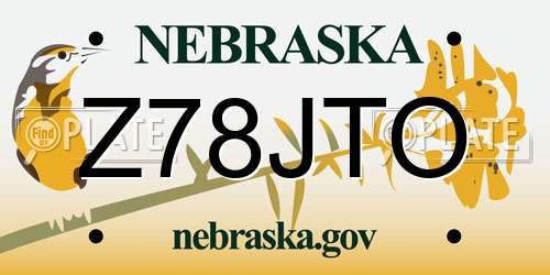 Z78JTO Nebraska License Plate
