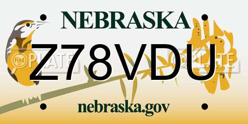 Z78VDU Nebraska License Plate