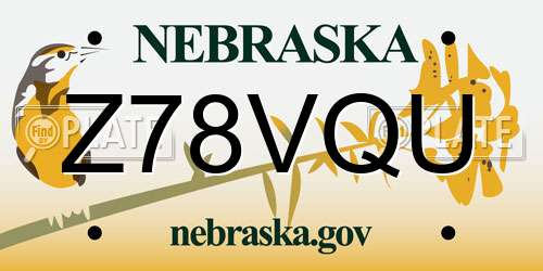 Z78VQU Nebraska License Plate