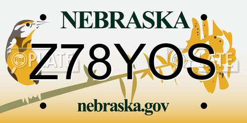 Z78YOS Nebraska License Plate