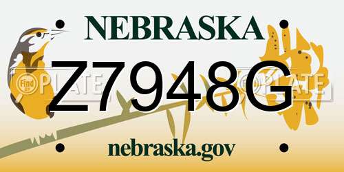 Z7948G Nebraska License Plate