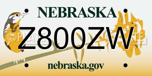 Z800ZW Nebraska License Plate