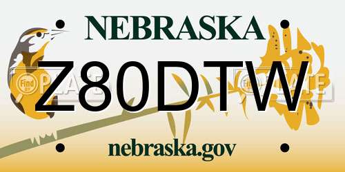 Z80DTW Nebraska License Plate