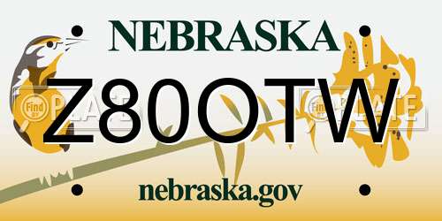 Z80OTW Nebraska License Plate