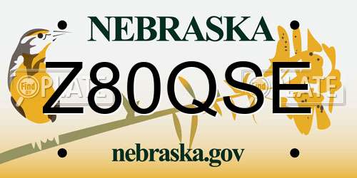 Z80QSE Nebraska License Plate