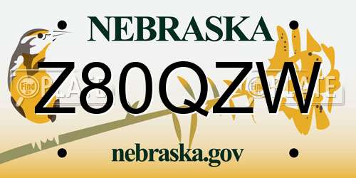 Z80QZW Nebraska License Plate