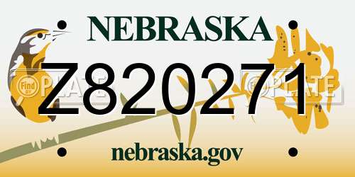 Z820271 Nebraska License Plate
