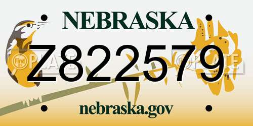 Z822579 Nebraska License Plate