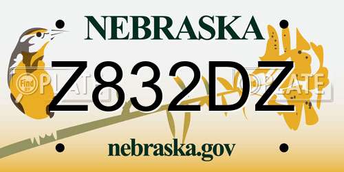 Z832DZ Nebraska License Plate