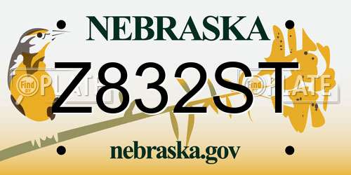 Z832ST Nebraska License Plate