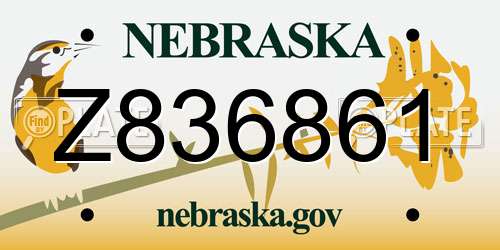 Z836861 Nebraska License Plate