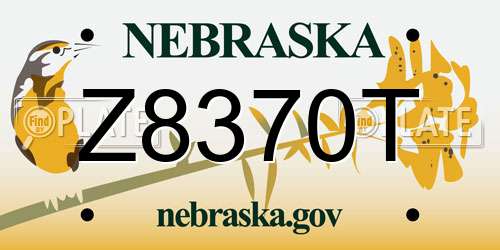 Z8370T Nebraska License Plate
