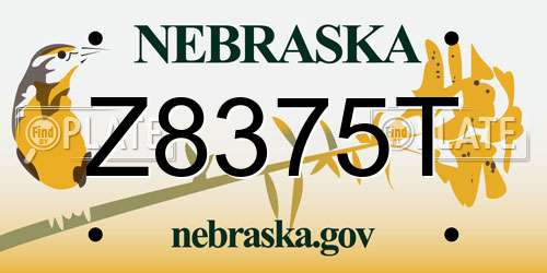 Z8375T Nebraska License Plate