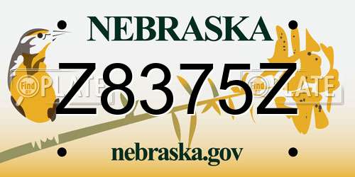 Z8375Z Nebraska License Plate