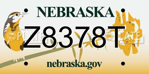 Z8378T Nebraska License Plate