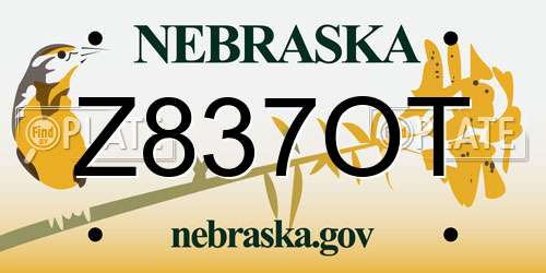 Z837OT Nebraska License Plate