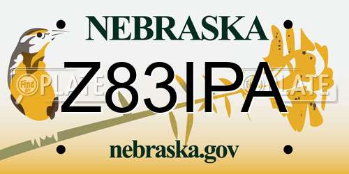Z83IPA Nebraska License Plate