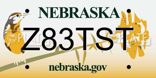 Z83TST Nebraska License Plate