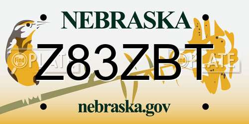 Z83ZBT Nebraska License Plate
