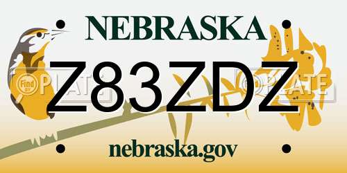 Z83ZDZ Nebraska License Plate