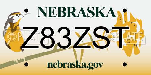 Z83ZST Nebraska License Plate